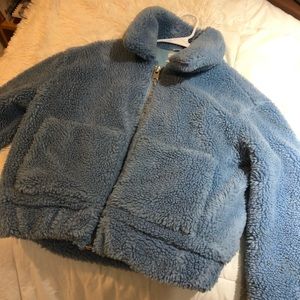 Light blue teddy jacket-urban outfitters